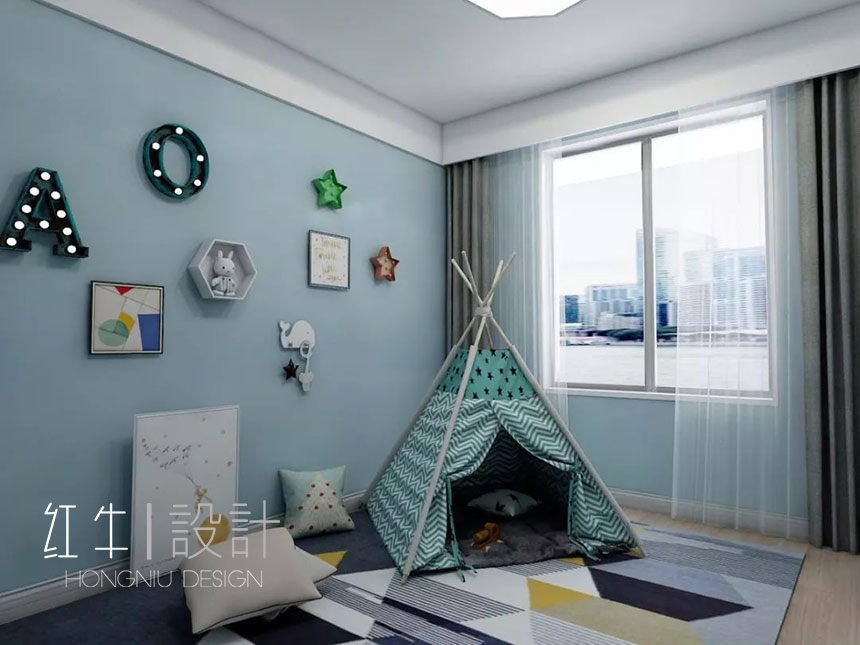 南京保利國際社區(qū)142平米現(xiàn)代簡約風(fēng)格裝修08兒童房_水印