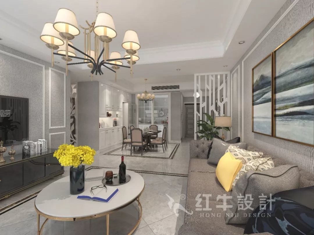 南京老房翻新--即便少掉一個衛(wèi)生間，也要單獨的衣帽間！12仇美蓉_康盛花園115㎡輕奢風(fēng)格裝修效果圖_客廳