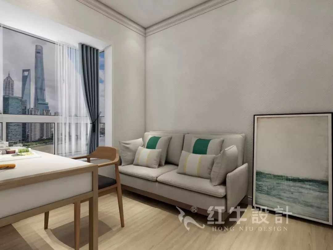 南京老房翻新--即便少掉一個衛(wèi)生間，也要單獨的衣帽間！17仇美蓉_康盛花園115㎡輕奢風(fēng)格裝修效果圖_書房