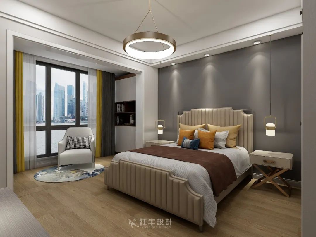 熊皓宇_同曦國際廣場140㎡輕奢風(fēng)格--改善性住房應(yīng)該這樣設(shè)計09主臥設(shè)計