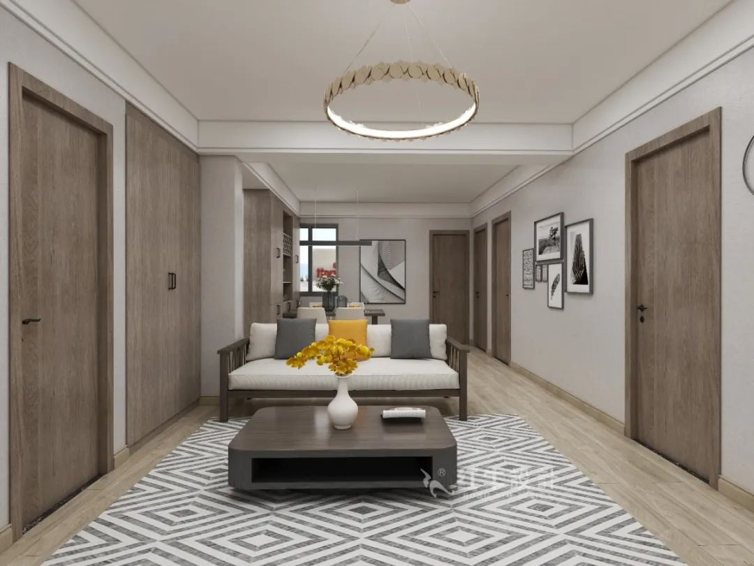 劉萍萍_花崗鴻福城132㎡現(xiàn)代簡約風(fēng)格_兩套小戶型打通變大宅，中西雙廚房+衣帽間打造品質(zhì)生活！06客餐廳