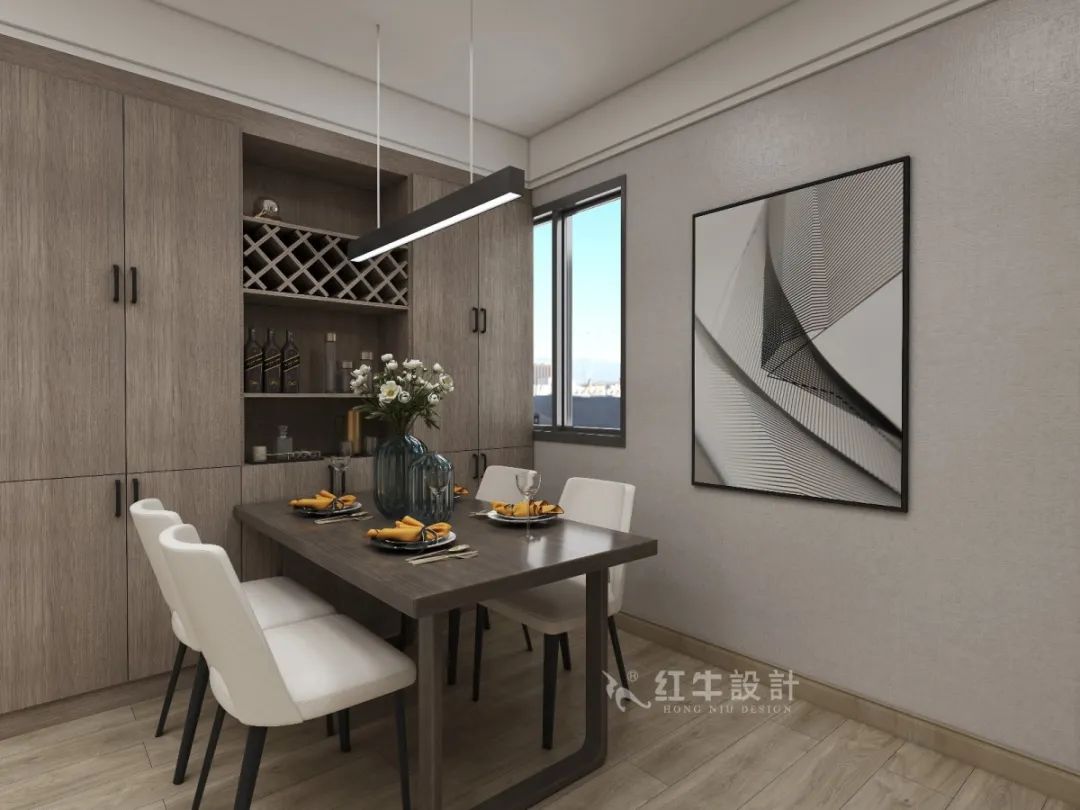 劉萍萍_花崗鴻福城132㎡現(xiàn)代簡約風(fēng)格_兩套小戶型打通變大宅，中西雙廚房+衣帽間打造品質(zhì)生活！09餐廳