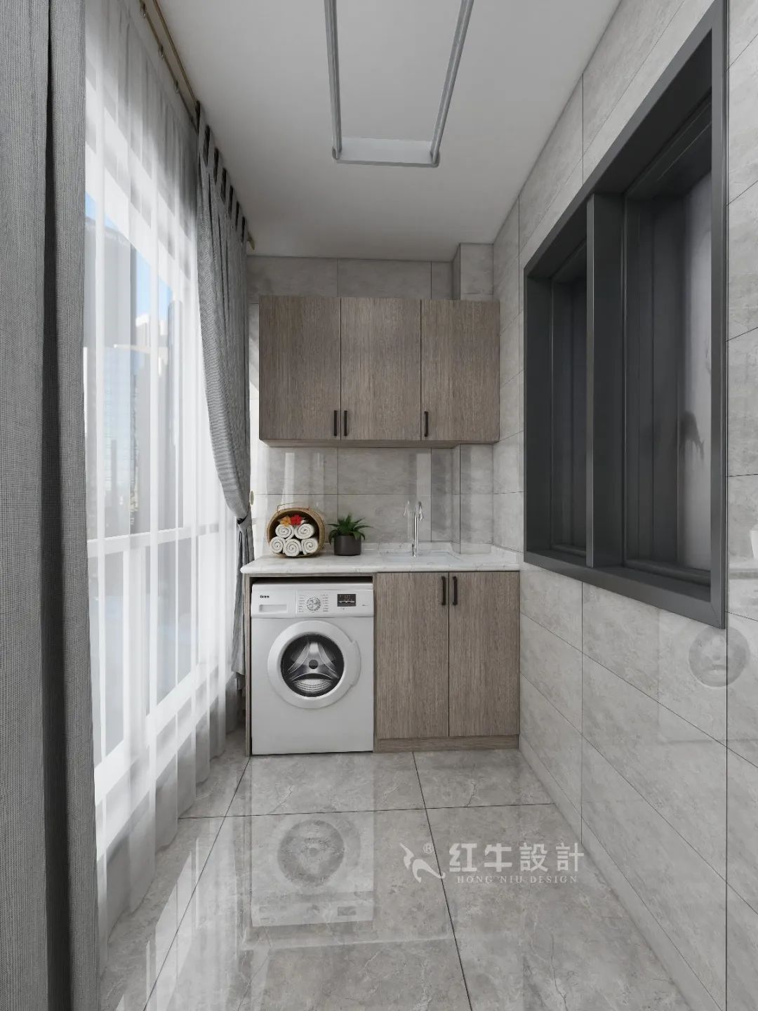 劉萍萍_花崗鴻福城132㎡現(xiàn)代簡約風(fēng)格_兩套小戶型打通變大宅，中西雙廚房+衣帽間打造品質(zhì)生活！11陽臺