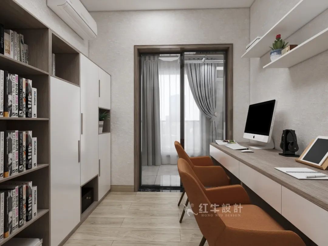 劉萍萍_花崗鴻福城132㎡現(xiàn)代簡約風(fēng)格_兩套小戶型打通變大宅，中西雙廚房+衣帽間打造品質(zhì)生活！12書房