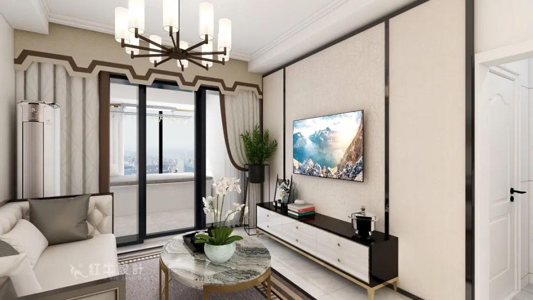 魏明花_明發(fā)財(cái)富中心63㎡新中式風(fēng)格--小戶(hù)型大利用03客廳