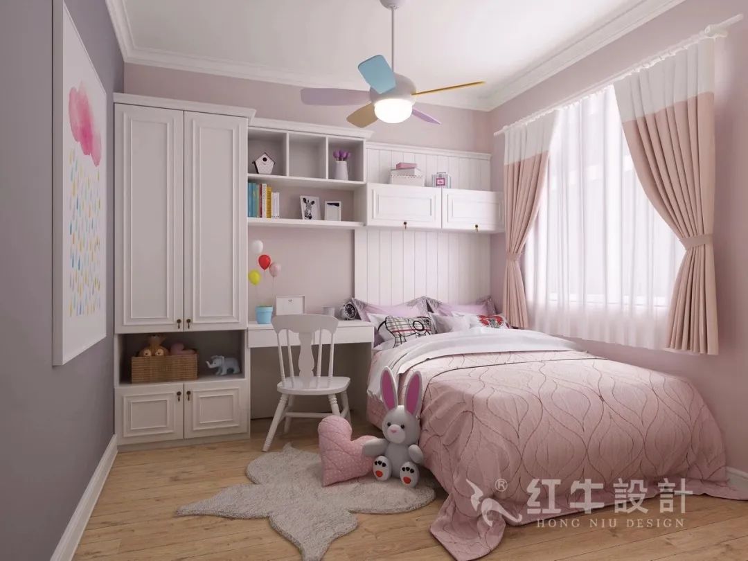 魏利利_紅牛設(shè)計--保利金地貝克灣125㎡美式風格09效果圖欣賞_臥室_女兒房