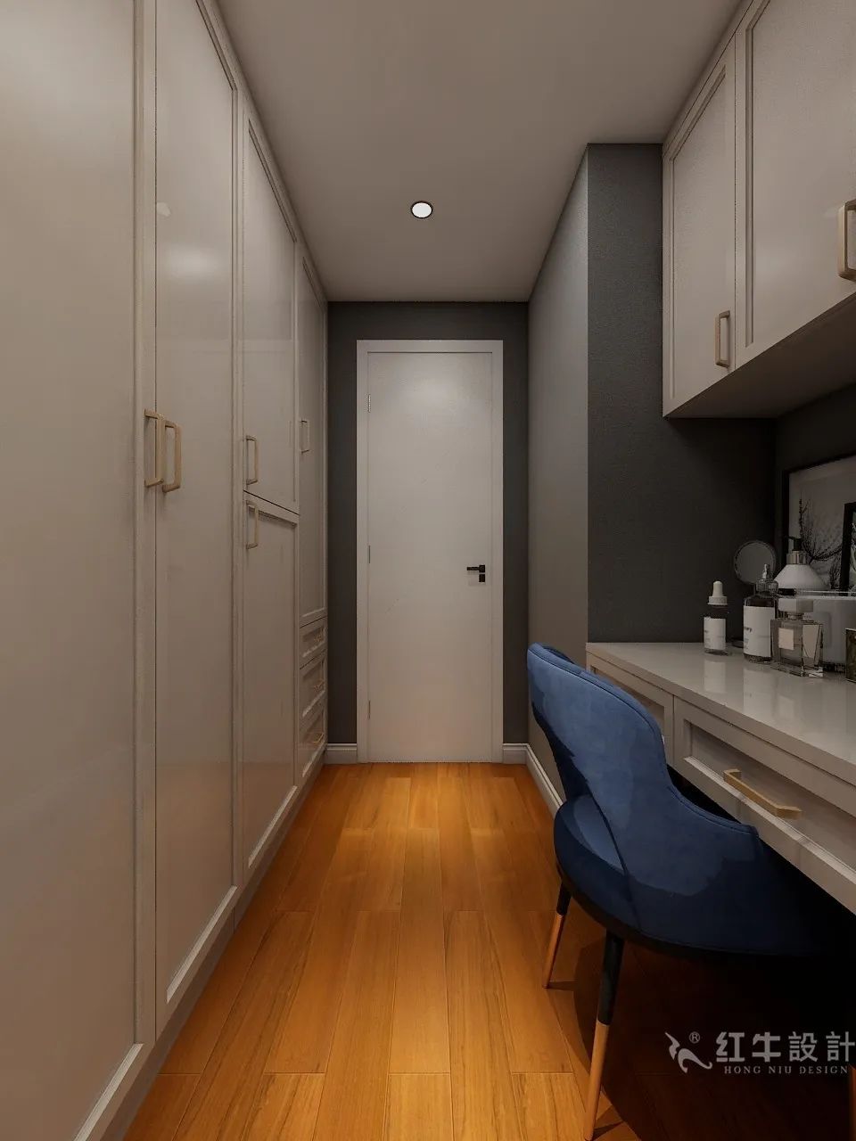 張智猿_紅牛設(shè)計--電建洺悅府105㎡輕奢混搭11效果圖欣賞_衣帽間