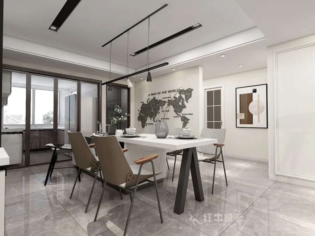 仇美蓉_紅牛設(shè)計(jì)--大名城 · 紫金九號(hào)128㎡現(xiàn)代簡約08效果圖欣賞_餐廳