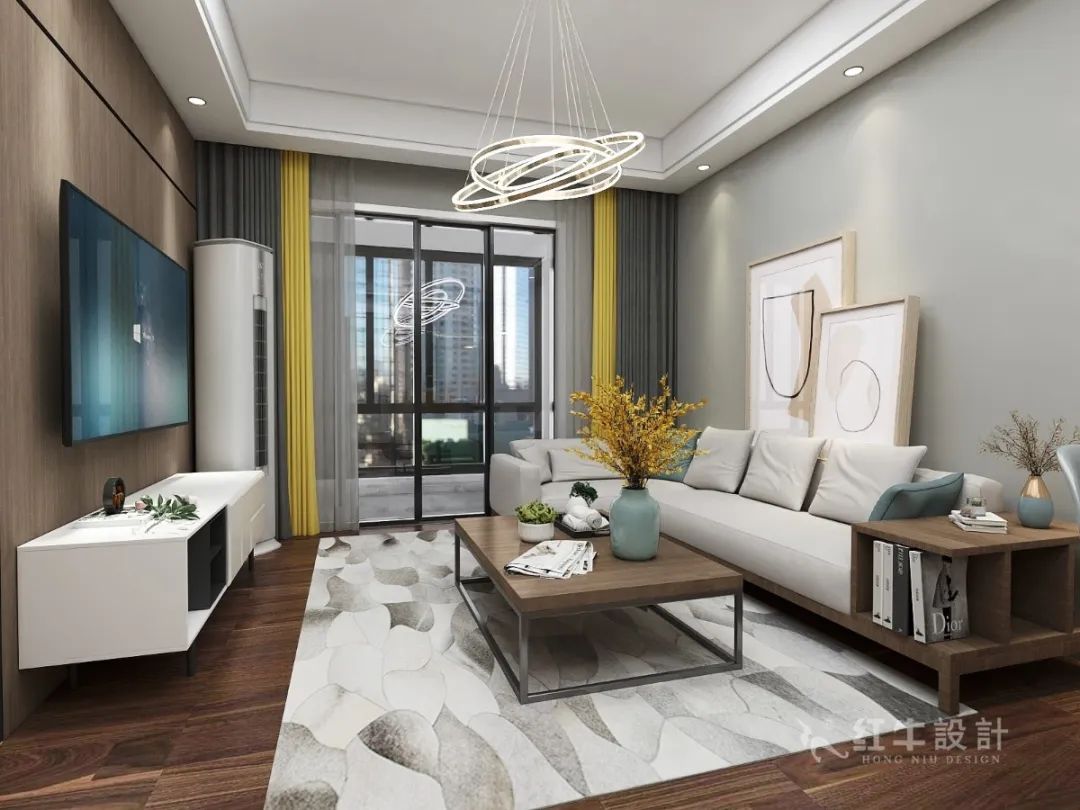 吳波_紅牛設(shè)計(jì)--中垠紫金官邸100㎡（B戶型）現(xiàn)代簡約01客廳