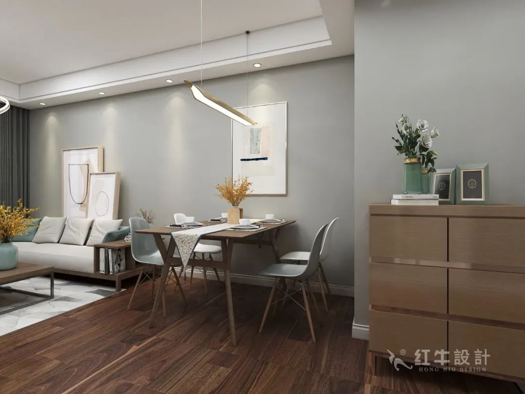 吳波_紅牛設(shè)計(jì)--中垠紫金官邸100㎡（B戶型）現(xiàn)代簡約05效果圖欣賞_餐廳