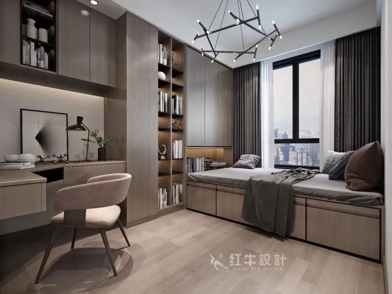 吳波_紅牛設(shè)計(jì)--中垠紫金官邸100㎡（B戶型）現(xiàn)代簡約07效果圖欣賞_書房