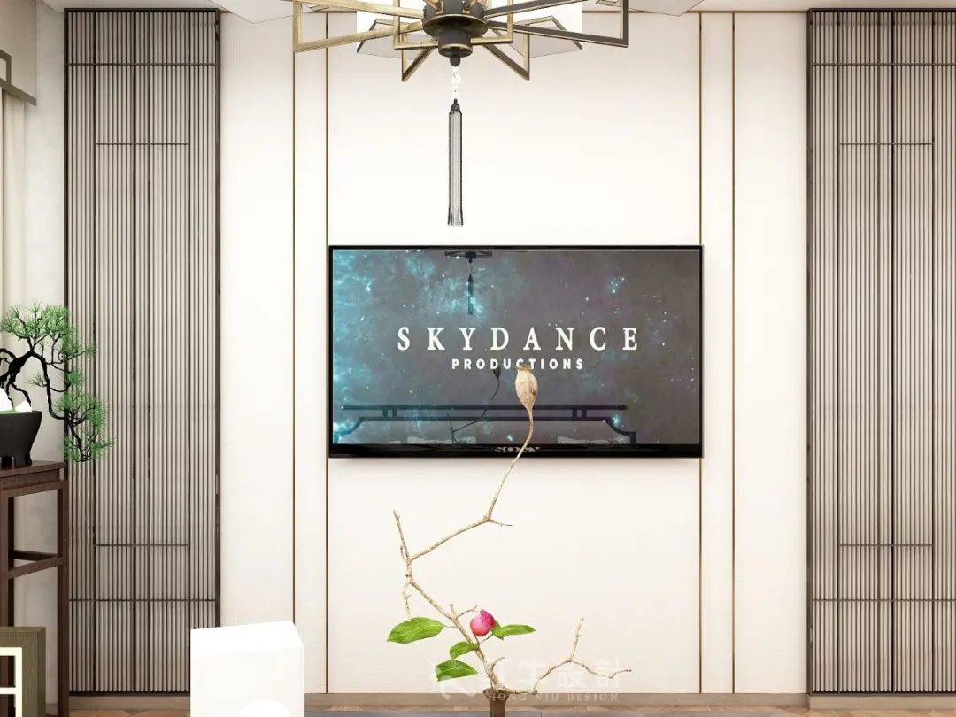 朱明琪_紅牛設(shè)計(jì)--中垠紫金官邸105㎡(C3戶型)新中式風(fēng)格06效果圖欣賞_客廳