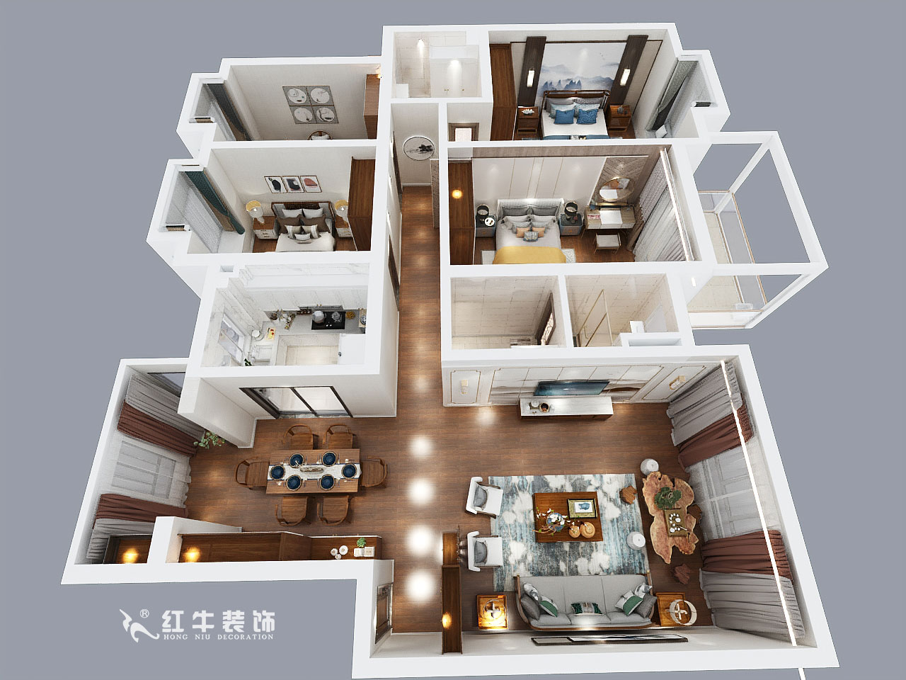 吳波_仁恒翠竹園40-703-156㎡-新中式風格_鳥瞰圖+logo