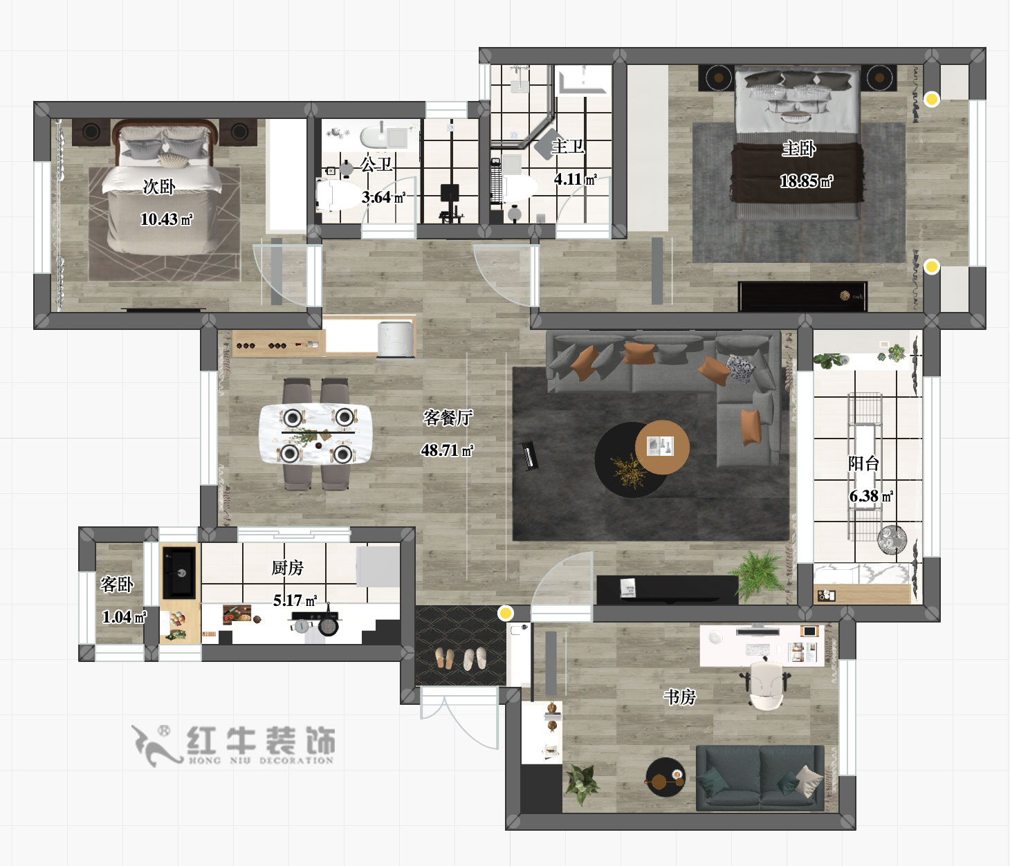 劉小勇_榮盛首府2-703-126㎡-現(xiàn)代簡(jiǎn)約風(fēng)格_彩平圖+logo