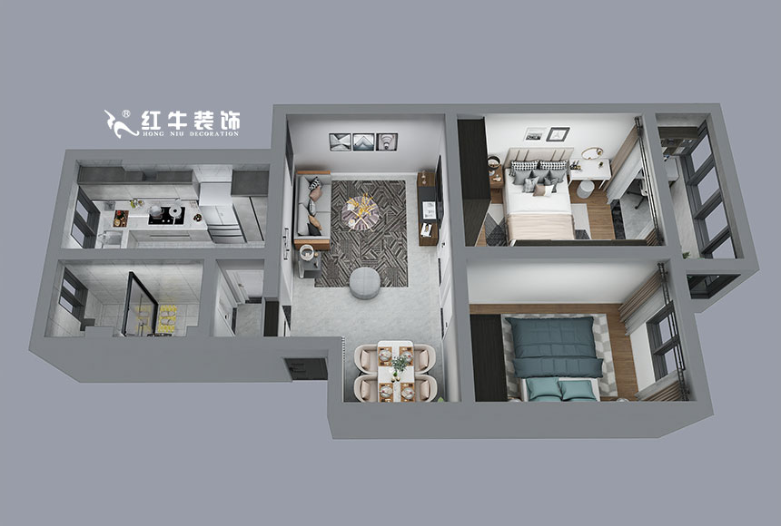 劉小勇_東方城啟明園7-103-75㎡-現(xiàn)代簡(jiǎn)約風(fēng)格_鳥瞰圖