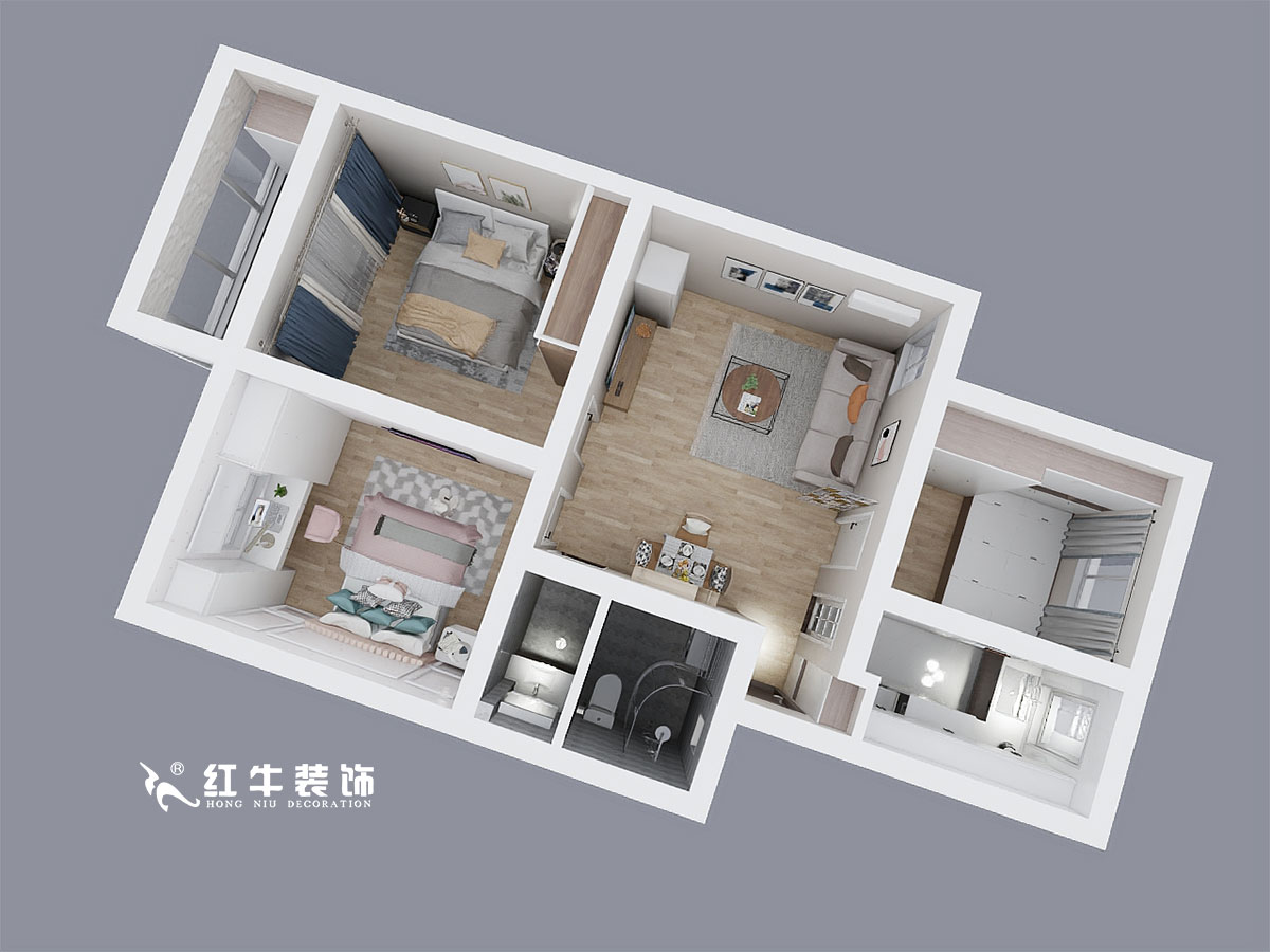 陸利民_紅楓新村7-3-406-85㎡-現代風格_鳥瞰圖