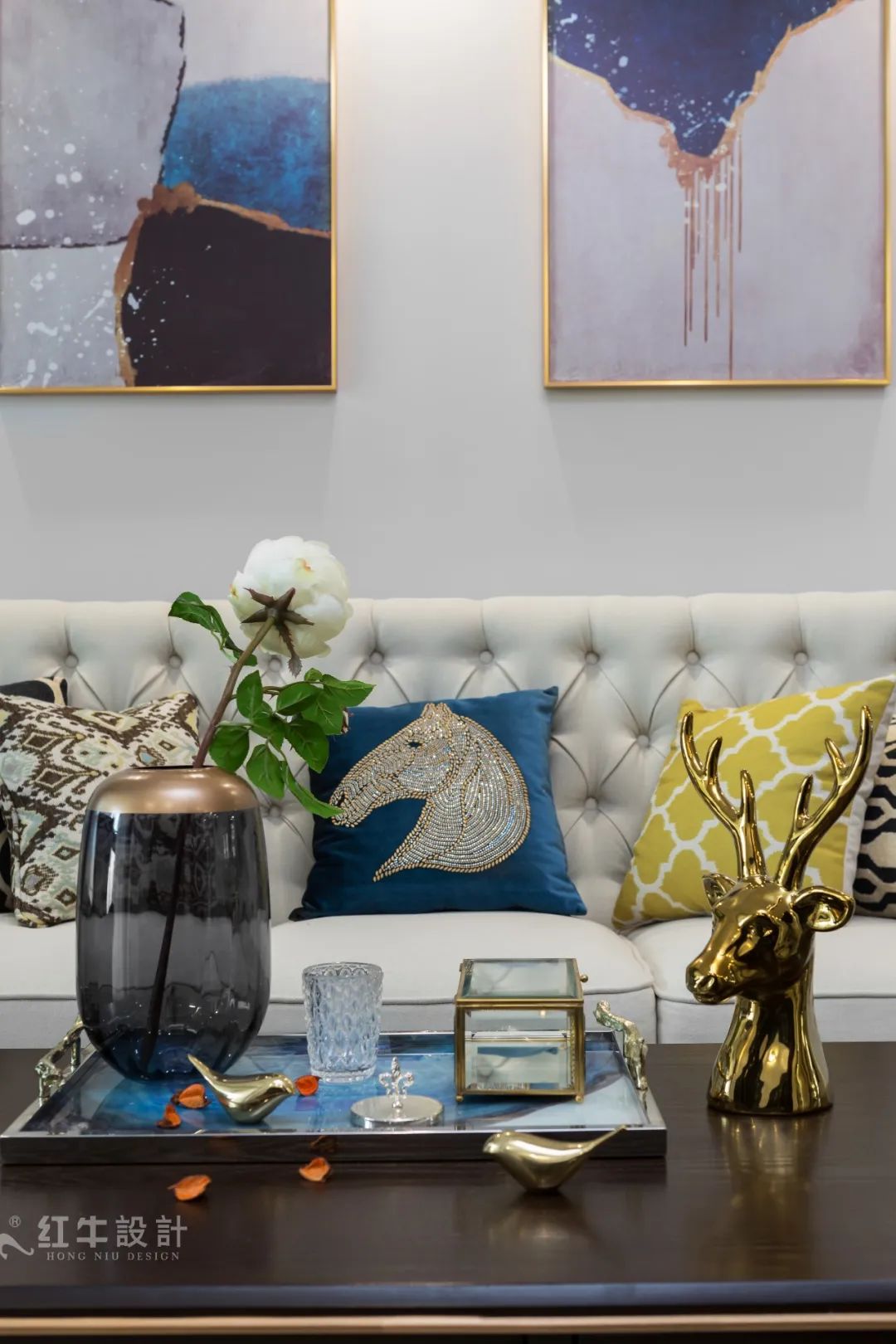 85后夫婦的美式輕奢家，起名“海藍(lán)之謎”！03客廳