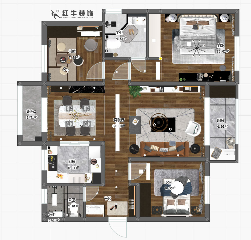 張桐瑋_保利國際社區(qū)2期5-2703-115㎡-現代簡約風格00彩平圖