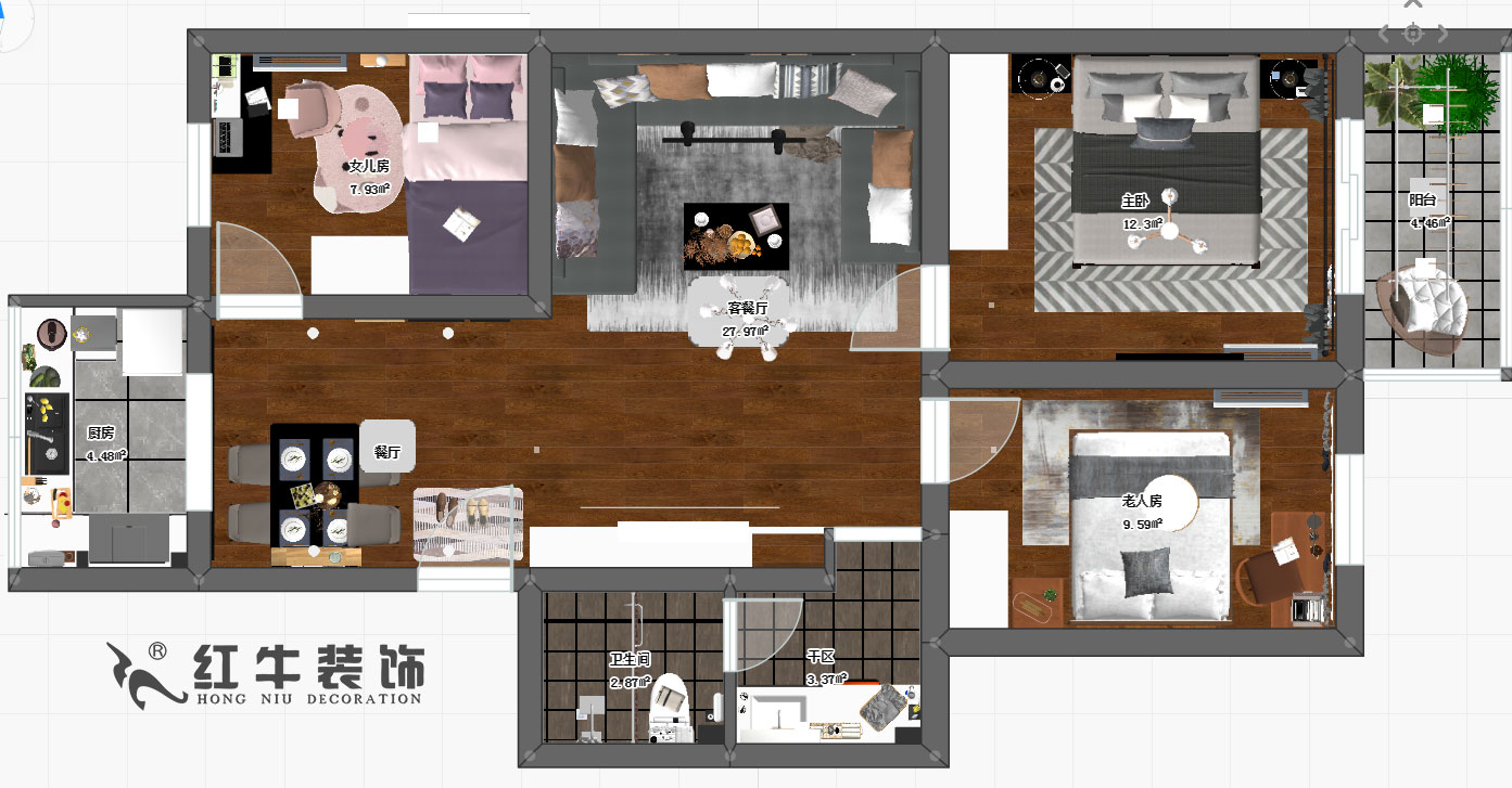 朱彥_羅廊巷2號(hào)2-2-701-90㎡-簡約風(fēng)格00彩平圖
