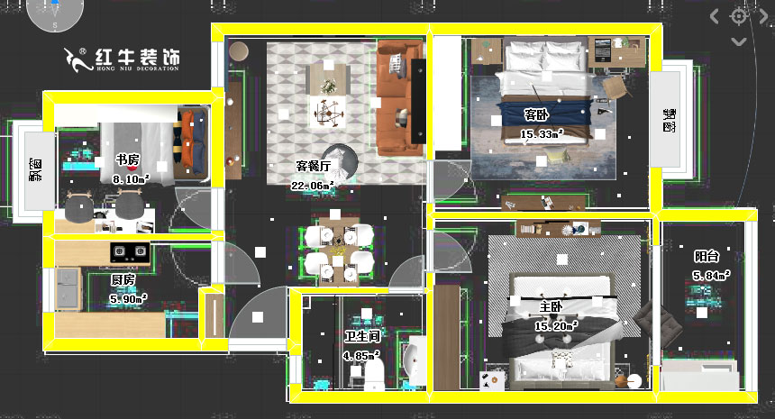 顧娟_賈西新苑15-904-70㎡-簡約北歐風格00彩平圖