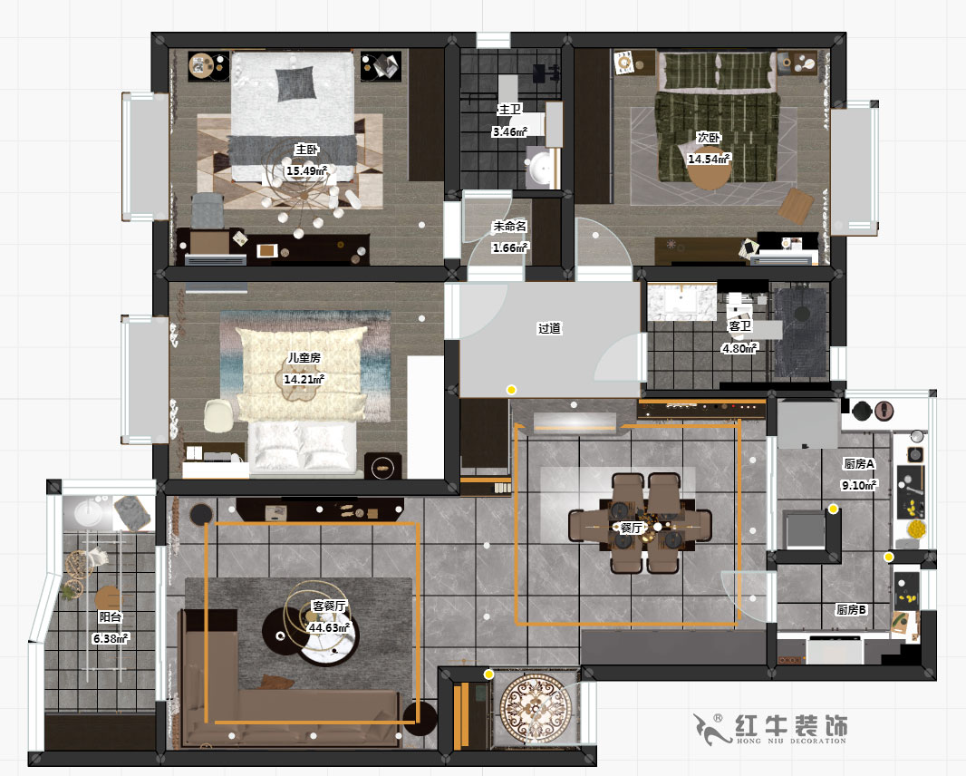 郭志成_楓丹白露24-202-130㎡-輕奢簡(jiǎn)美風(fēng)格_3室2廳2衛(wèi)(老房裝修)_定制家¥201600_00_03彩平圖