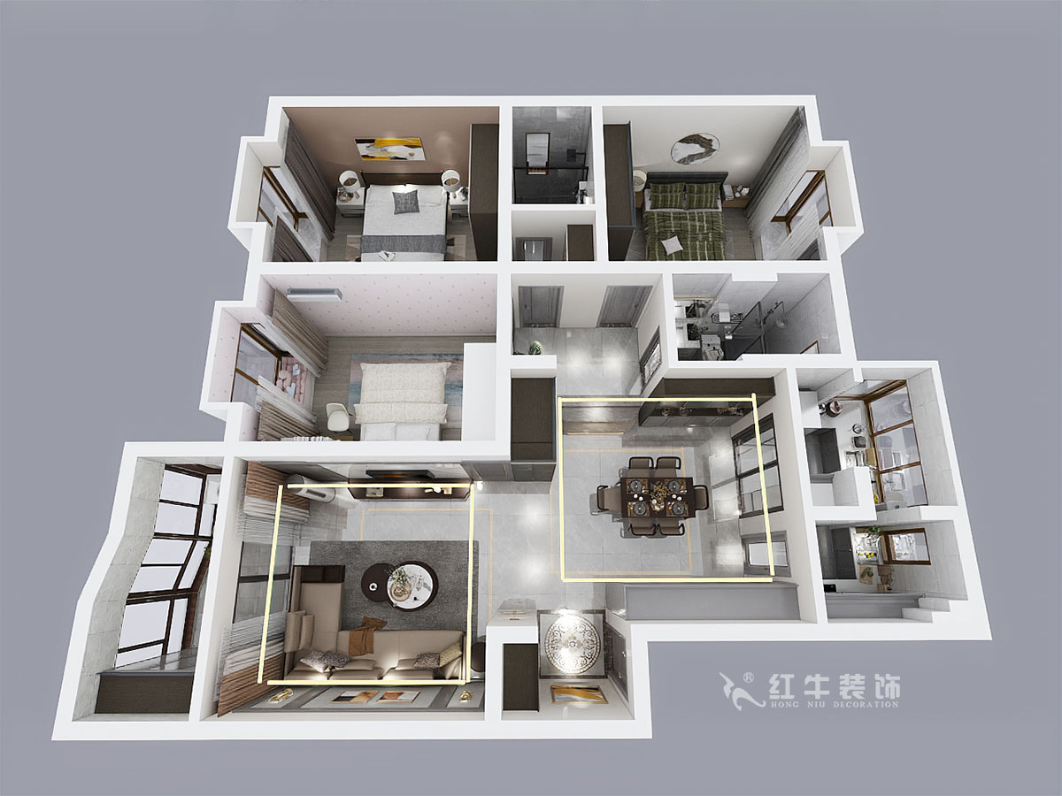 郭志成_楓丹白露24-202-130㎡-輕奢簡(jiǎn)美風(fēng)格_3室2廳2衛(wèi)(老房裝修)_定制家¥201600_00_04鳥瞰圖