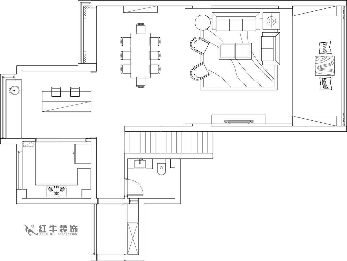 【實(shí)景案例】余瑋_棲園-200㎡-輕奢風(fēng)格_4室3廳3衛(wèi)（新房裝修）_全包35萬(wàn)00_02一樓是日常休閑的活動(dòng)區(qū)域