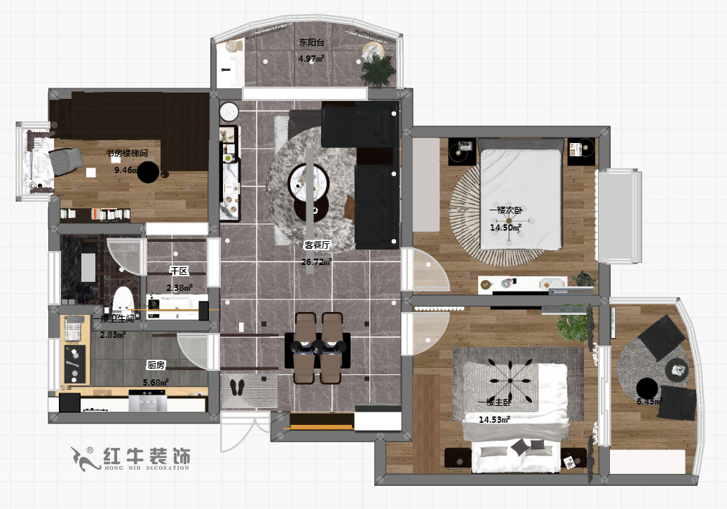 郭志成_墨香山莊25-1101-197㎡-輕奢簡(jiǎn)美風(fēng)格_5室3廳2衛(wèi)(老房裝修)_定制家¥260180_全包26萬(wàn)00_05一樓彩平圖