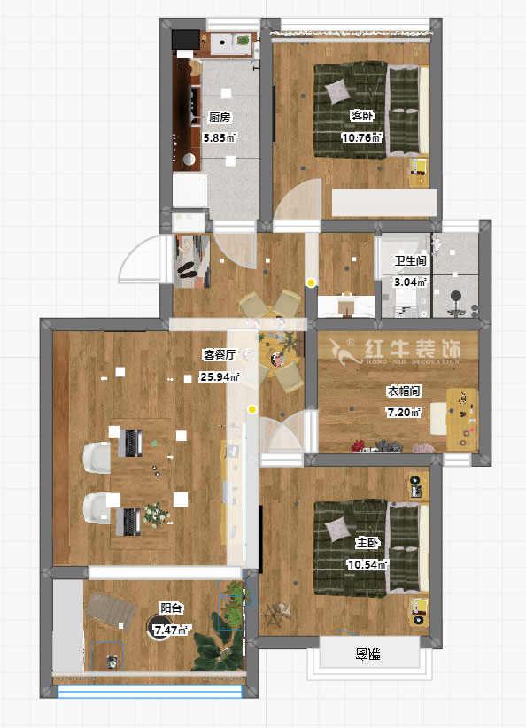 魏利利_津橋華府19-701-82㎡-現(xiàn)代簡(jiǎn)約風(fēng)格_3室2廳1衛(wèi)（二手房裝修）_定制家￥116227_全包13萬(wàn)01_03彩平圖