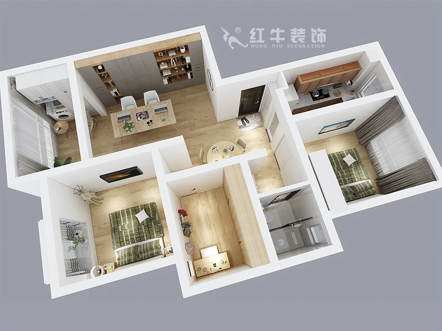 魏利利_津橋華府82㎡現(xiàn)代簡(jiǎn)約｜顛覆傳統(tǒng)客廳，即是休閑書(shū)吧又是影院03鳥(niǎo)瞰圖