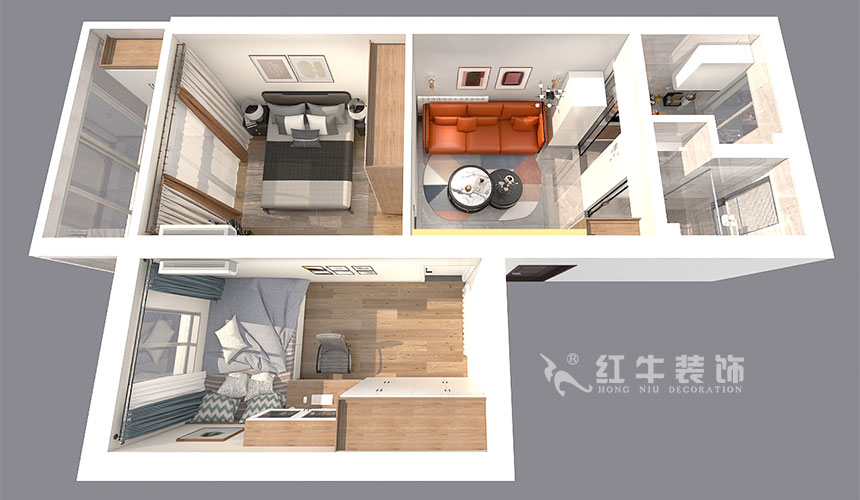 孟憲濤_北秀村22號(hào)3-702-60㎡-現(xiàn)代風(fēng)格_2室1廳1衛(wèi)（二手房裝修）_定制家￥89500_全包9萬00_04鳥瞰圖