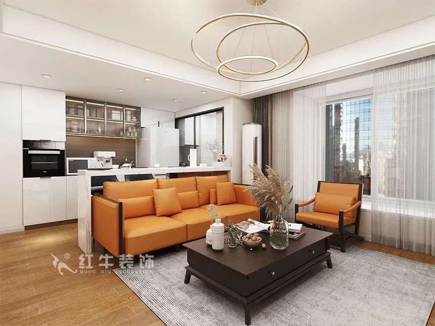 沙發(fā)不要靠墻，這樣設(shè)計(jì)才夠別致！（顧娟_東城水岸115㎡現(xiàn)代風(fēng)格_3室2廳1衛(wèi)_舊房裝修_全包17萬(wàn)）04