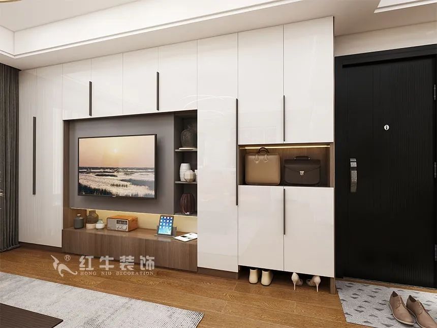 沙發(fā)不要靠墻，這樣設(shè)計(jì)才夠別致?。櫨阓東城水岸115㎡現(xiàn)代風(fēng)格_3室2廳1衛(wèi)_舊房裝修_全包17萬(wàn)）05