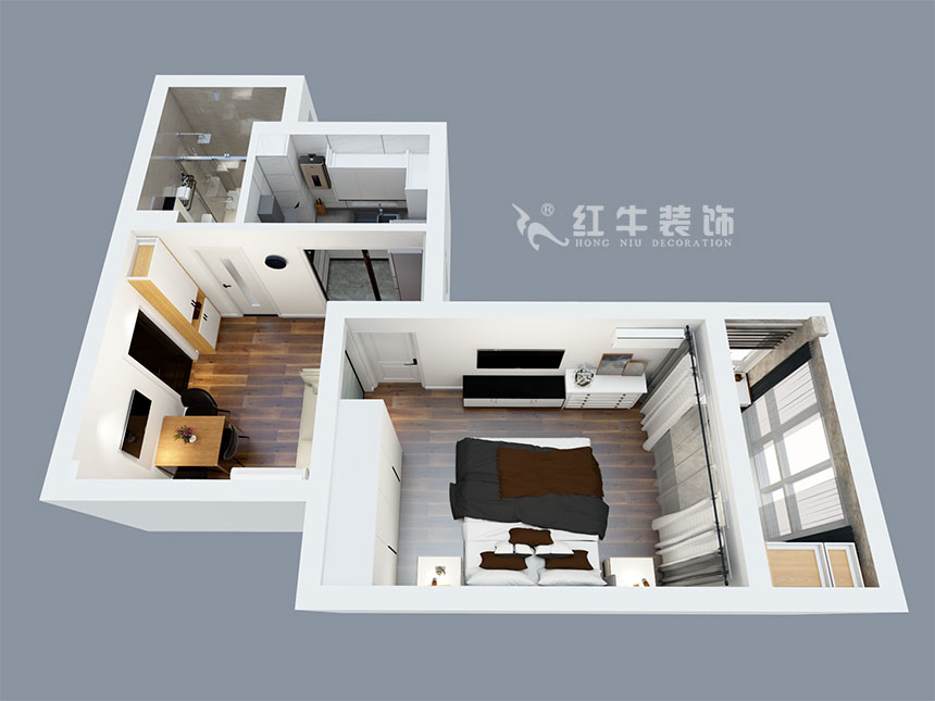 張智猿_銀龍四期11棟2-706-42㎡-現(xiàn)代簡(jiǎn)約風(fēng)格_1室1廳1衛(wèi)（老房裝修）_定制家￥79453_全包8萬(wàn)00_04鳥(niǎo)瞰圖