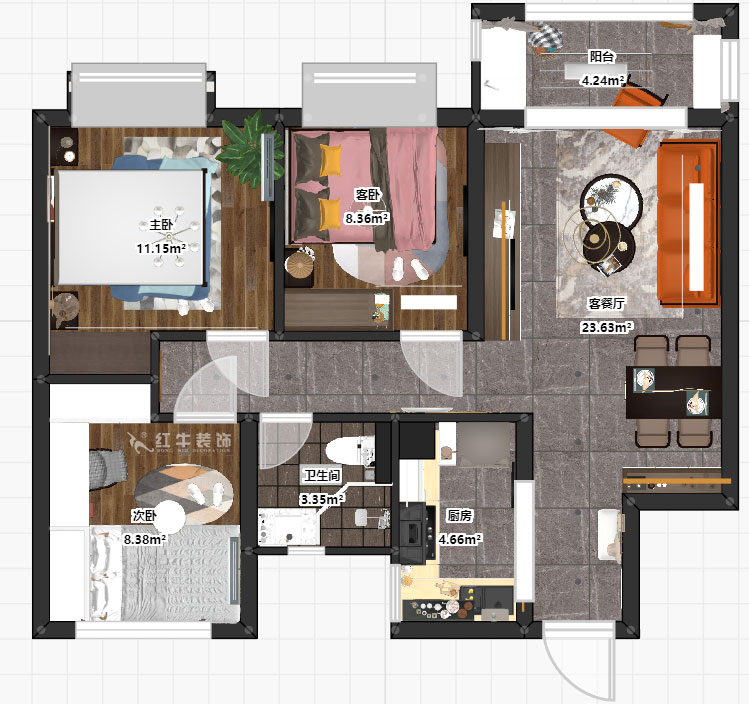 朱明琪_印象花園3-803-89㎡-現(xiàn)代輕奢風(fēng)格_3室2廳1衛(wèi)(新房裝修)_成品家¥100000_全包13萬(wàn)00_03彩平圖