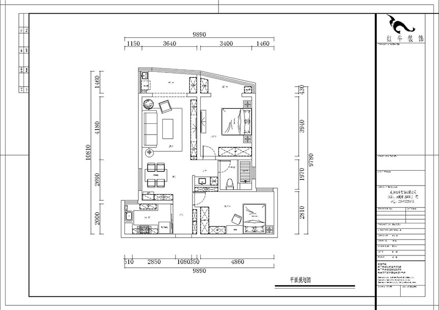 熊皓宇_海德衛(wèi)城2-3-2202-100㎡-簡(jiǎn)約歐式風(fēng)格_2室2廳1衛(wèi)（老房翻新）_成品家￥144000_全包14萬(wàn)00_02平面布置圖