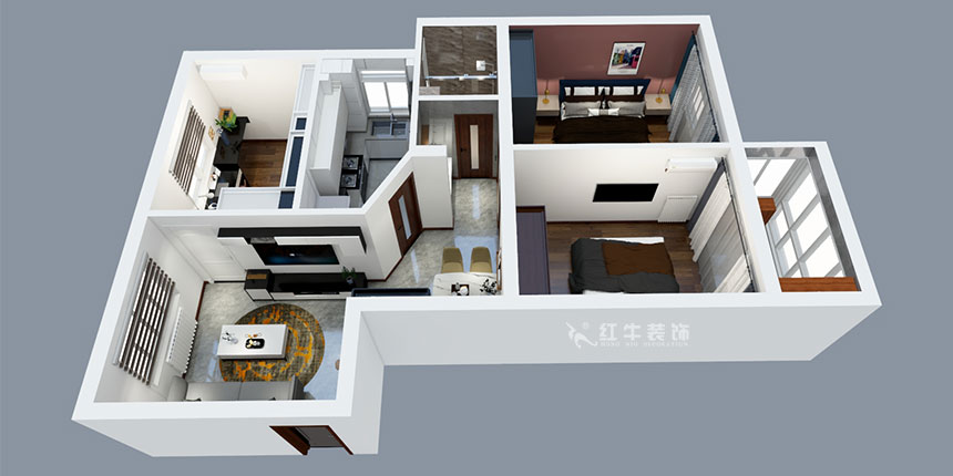 張智猿｜盛和家園南區(qū)6-1-1301-80㎡-現(xiàn)代簡(jiǎn)約風(fēng)格｜3室2廳1衛(wèi)｜老房裝修｜定制家￥106397｜全包11萬(wàn)｜00_04鳥(niǎo)瞰圖