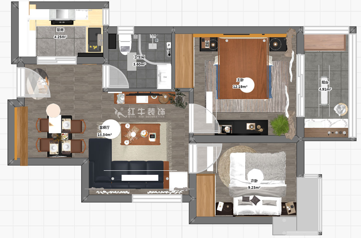 朱彥|萬(wàn)壽花苑5-2-1009-68㎡-現(xiàn)代簡(jiǎn)約風(fēng)格|2室1廳1衛(wèi)|老房裝修|成品家¥109300|全包11萬(wàn)|00_03彩平圖