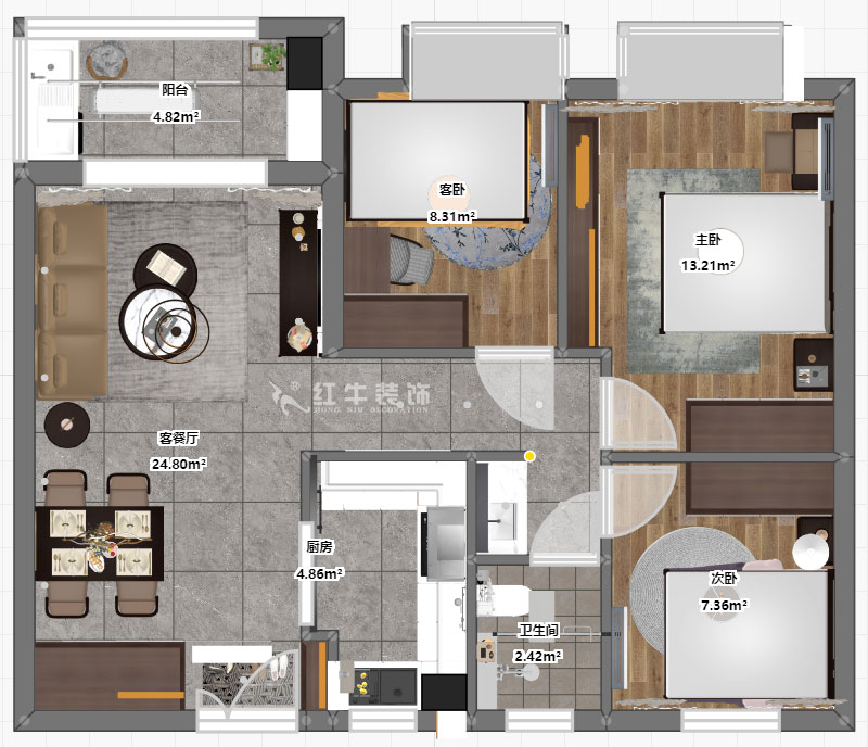 朱明琪|仙林國(guó)際J-1802-95㎡-現(xiàn)代簡(jiǎn)約風(fēng)格|3室2廳1衛(wèi)|新房裝修|成品家¥131929|全包13萬(wàn)|00_03彩平圖