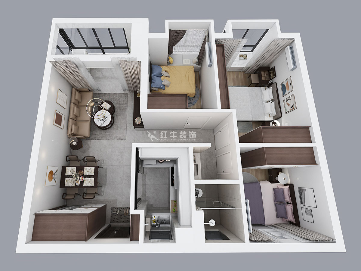 朱明琪|仙林國(guó)際J-1802-95㎡-現(xiàn)代簡(jiǎn)約風(fēng)格|3室2廳1衛(wèi)|新房裝修|成品家¥131929|全包13萬(wàn)|00_04鳥瞰圖