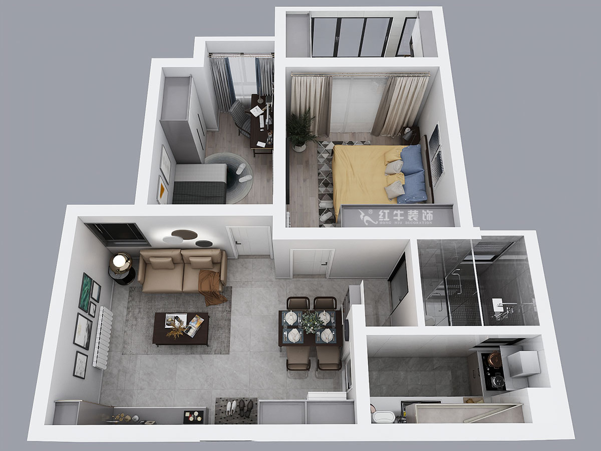 張桐瑋|龍蟠和園1-1804-64㎡-現(xiàn)代簡約風(fēng)格|2室1廳1衛(wèi)|新房裝修|定制家¥87700|全包10萬|00_04鳥瞰圖