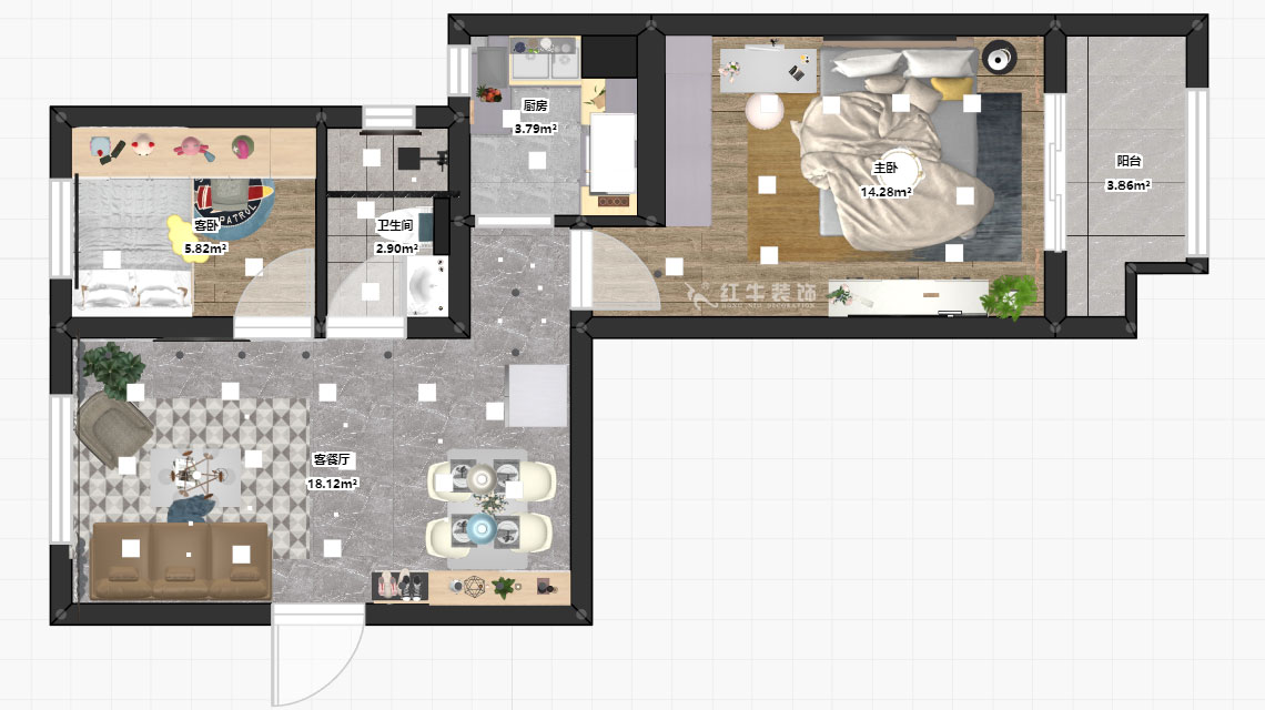 朱明琪|御道嘉庭8-110-82㎡-現(xiàn)代簡約風格|2室2廳1衛(wèi)|新房裝修|定制家¥123516|全包12萬|00_03彩平圖