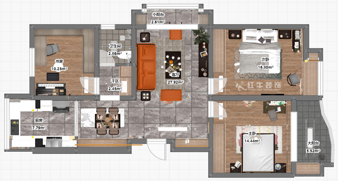 劉萍萍|石城家園5-1-301-109㎡-簡約風格|3室2廳1衛(wèi)|老房裝修|定制家¥147670|全包14