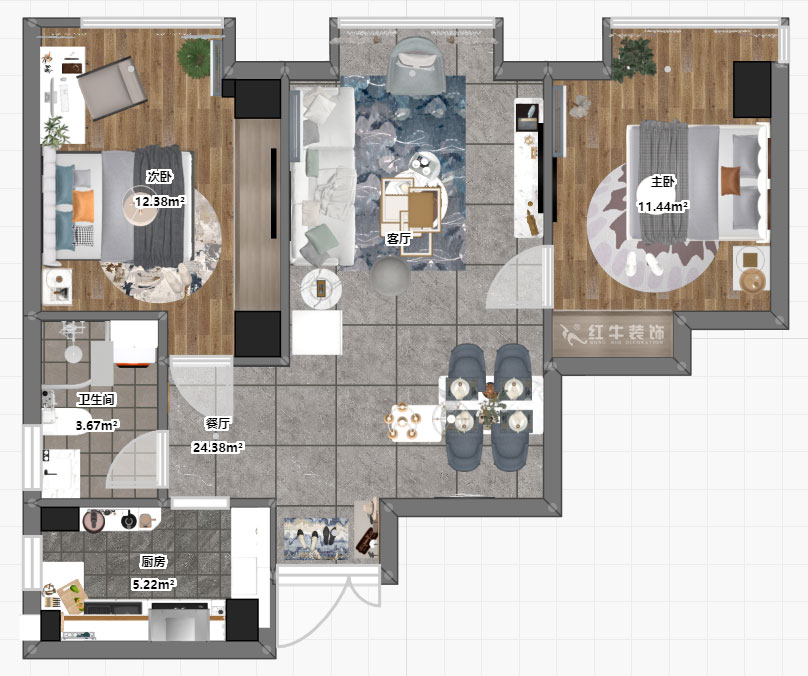 孟憲濤|明發(fā)城市廣場22-803-78㎡-簡約風(fēng)格|2室1廳1衛(wèi)|商用房裝修|定制家¥105000|全包12萬|00_03彩平圖