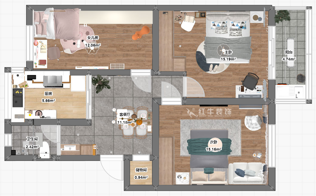 劉曉芳｜小火瓦巷45號(hào)1-501-84㎡-現(xiàn)代風(fēng)格｜3室2廳1衛(wèi)｜老房裝修｜定制家￥127000｜全包12