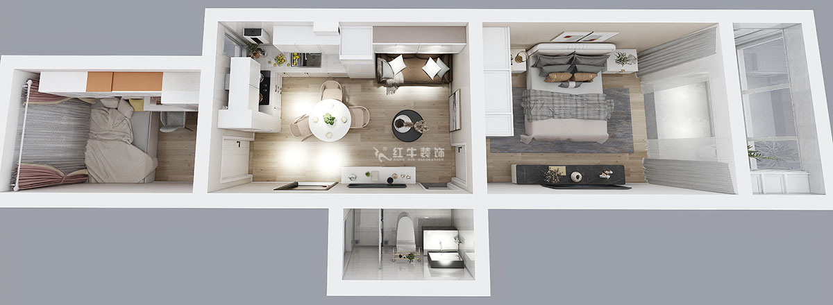 顧娟|衛(wèi)崗26號4-3-606-60㎡-簡歐風(fēng)格|3室2廳1衛(wèi)|舊房裝修|定制家¥81300|全包11萬|00_05鳥瞰圖