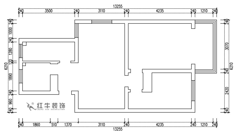 張桐瑋｜雨花村19-701-110㎡-現(xiàn)代簡(jiǎn)約風(fēng)格｜3室2廳1衛(wèi)｜新房裝修｜定制家￥124244｜全包12萬｜00_01一層原始結(jié)構(gòu)