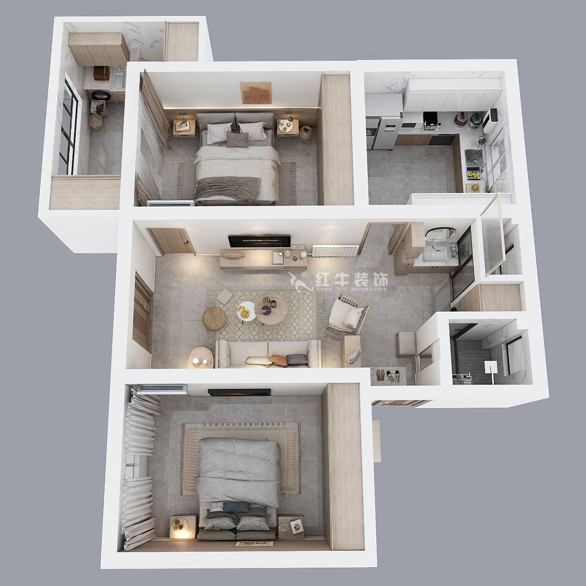 朱明琪|有福家苑34-104-82㎡-現(xiàn)代簡(jiǎn)約原木風(fēng)格|2室2廳1衛(wèi)|老房裝修|定制家¥131000|全包14萬(wàn)|00_04鳥(niǎo)瞰圖