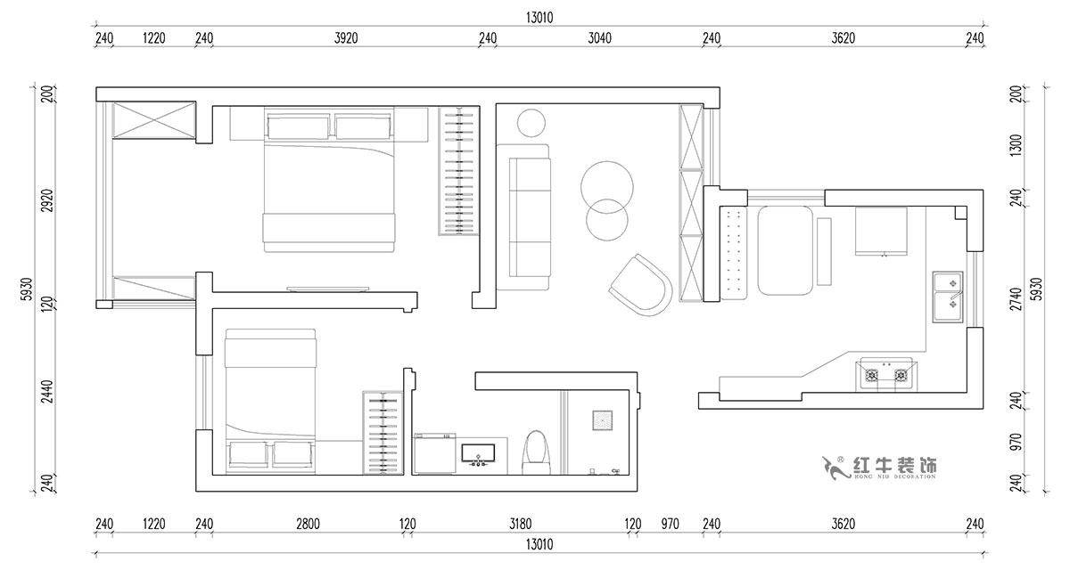 朱明琪|富康新村8-204-63㎡-北歐原木風格|2室2廳1衛(wèi)|老房翻新|定制家¥112770|全包11萬|00_02平面布局圖