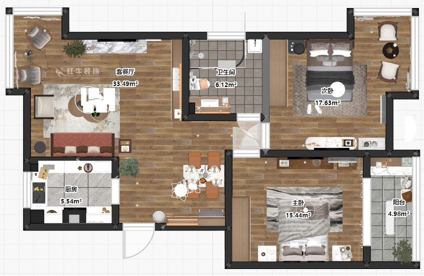 朱彥|天潤(rùn)城3街區(qū)28-1-301-95㎡-現(xiàn)代風(fēng)格|2室2廳1衛(wèi)|老房裝修|定制家¥161200|全包12萬|00_03平面彩圖